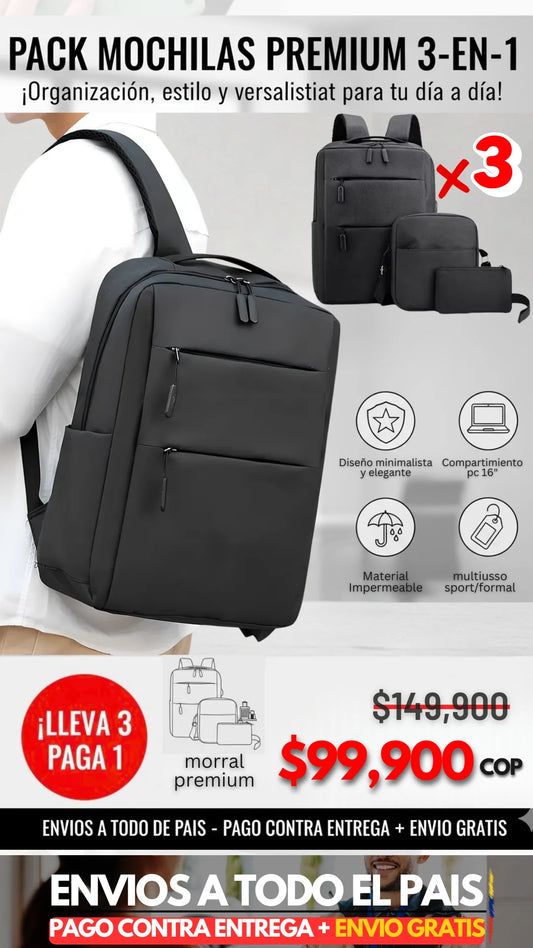 Pack Mochilas Premium 3-en-1