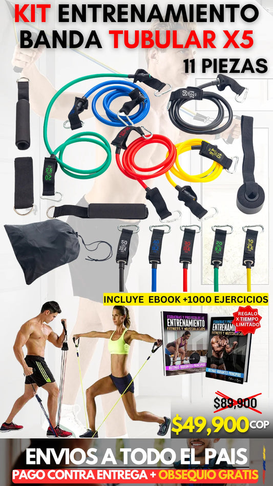 SET X5 BANDAS ULTRA RESISTENTE FITNESS -PRO