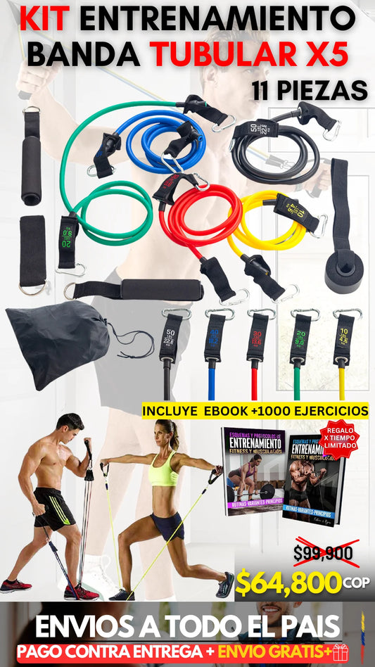 SET X5 BANDAS ULTRA RESISTENTE FITNESS -PRO